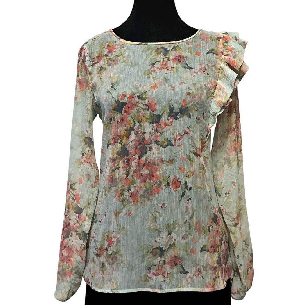 Zara Multicolor Floral Ruffle Blouse size S